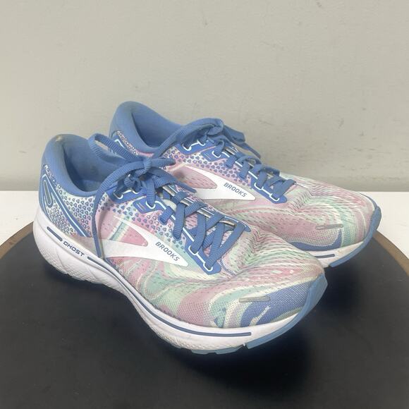 Brooks Ghost 14 Running Shoes Women 8.5 Wide D Multicolor Tie-Dye Pastel DNA - Picture 2 of 12